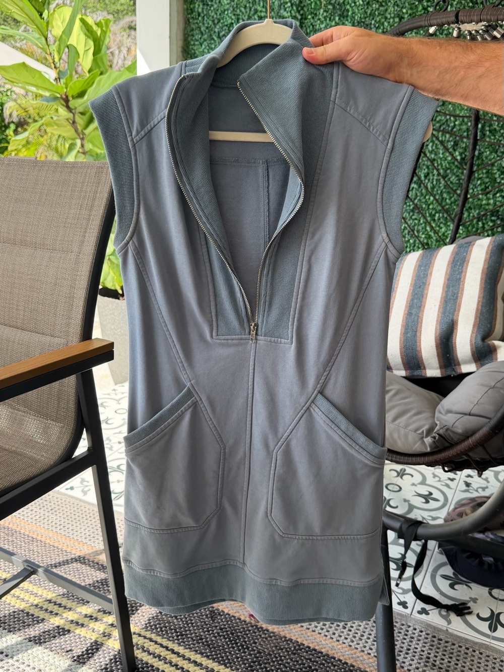 Sleeveless Zip-Front Tunic Dress in Slate Blue